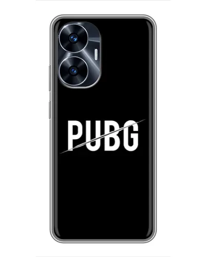 Чехол для Realme C55 с картинкой «PUBG — белый логотип» Чехол для Realme C55 с картинкой «PUBG — белый логотип»