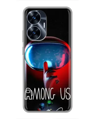 Чехол для Realme C55 с картинкой «Красный импостер — макро»