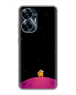 Чехол для Realme C55 с картинкой «Одинокий герой на планете»