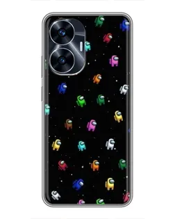 Чехол для Realme C55 с картинкой «Экипаж Among Us»
