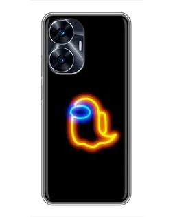 Чехол для Realme C55 с картинкой «Among Us неоновое сияние»