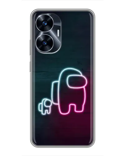 Чехол для Realme C55 с картинкой «Among Us неон-арт»