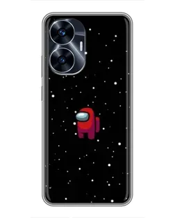 Чехол для Realme C55 с картинкой «Красный Among Us»