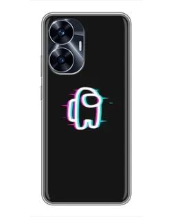Чехол для Realme C55 с картинкой «Among Us неон»