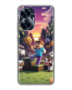 Чехол для Realme C55 с картинкой «Стив на ферме» Чехол для Realme C55 с картинкой «Стив на ферме»