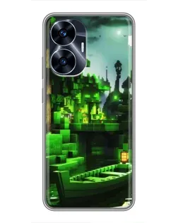 Чехол для Realme C55 с картинкой «Minecraft лесной пейзаж»