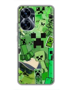 Чехол для Realme C55 с картинкой «Криперы Minecraft»
