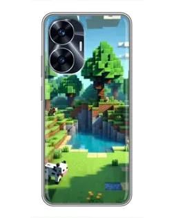 Чехол для Realme C55 с картинкой «Minecraft летний день»