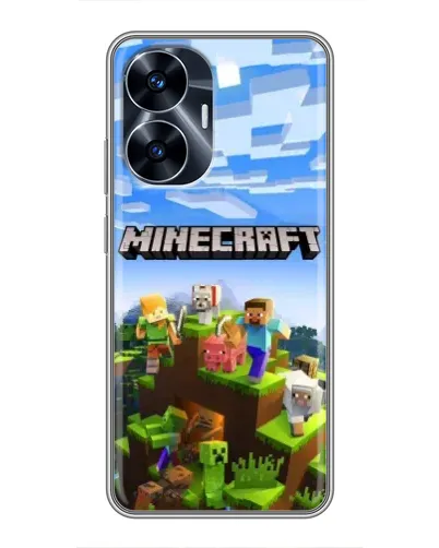 Чехол для Realme C55 с картинкой «Minecraft классический мир»