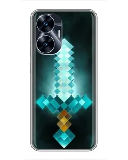 Чехол для Realme C55 с картинкой «Алмазный меч неон»