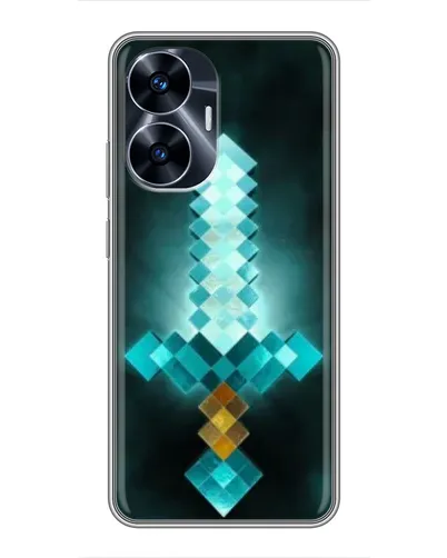 Чехол для Realme C55 с картинкой «Алмазный меч неон»