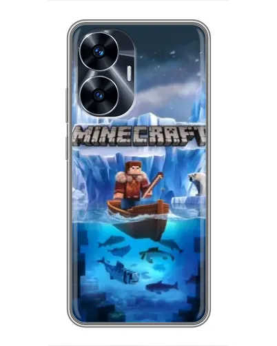 Чехол для Realme C55 с картинкой «Minecraft ледяной мир»