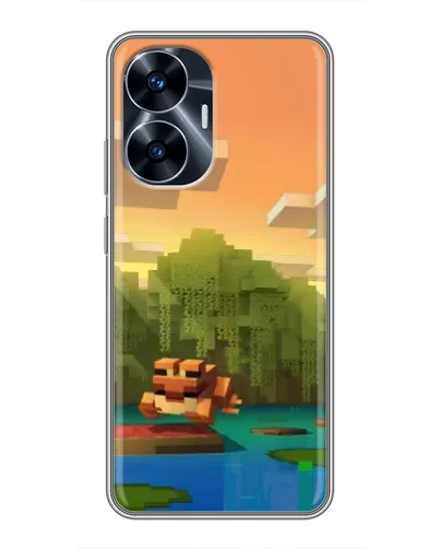 Чехол для Realme C55 с картинкой «Майнкрафт закат солнца»