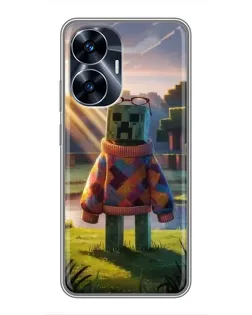 Чехол для Realme C55 с картинкой «Крипер в свитере»