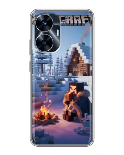 Чехол для Realme C55 с картинкой «Зимний Minecraft»