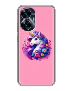 Чехол для Realme C55 с картинкой «Сказочный единорог»