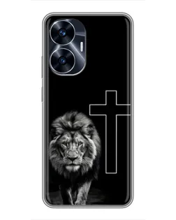 Чохол для Realme C55 з картинкою «Лев та Хрест»