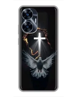 Чехол для Realme C55 с картинкой «Голубь и Свет»