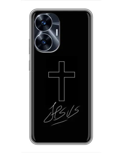 Чехол для Realme C55 с картинкой «Графический крест Jesus» Чехол для Realme C55 с картинкой «Графический крест Jesus»