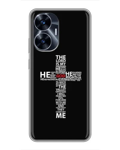Чехол для Realme C55 с картинкой «Текстовый крест» Чехол для Realme C55 с картинкой «Текстовый крест»