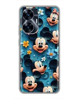 Чехол для Realme C55 с картинкой «Паттерн Микки и Минни»