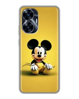 Чехол для Realme C55 с картинкой «Микки на желтом»