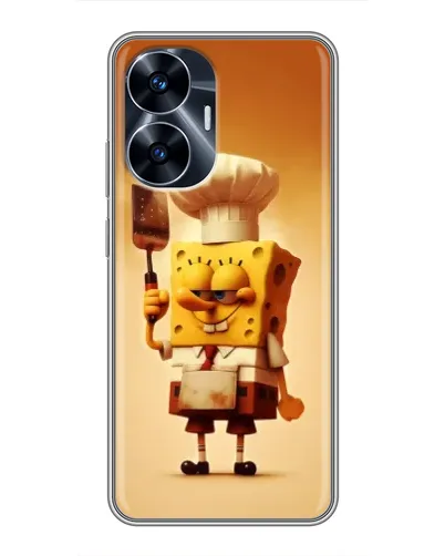Чехол для Realme C55 с картинкой «Губка Боб повар»