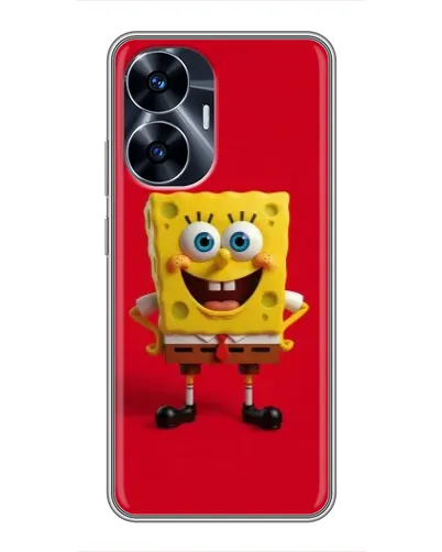 Чехол для Realme C55 с картинкой «Спанч Боб на красном»