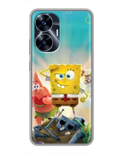 Чехол для Realme C55 с картинкой «Спанч Боб победитель»