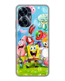 Чехол для Realme C55 с картинкой «Губка Боб и друзья»