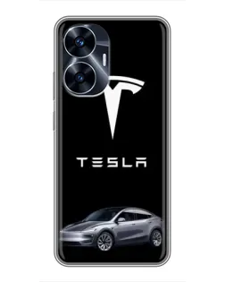 Чехол для Realme C55 с картинкой «Tesla Model Y»