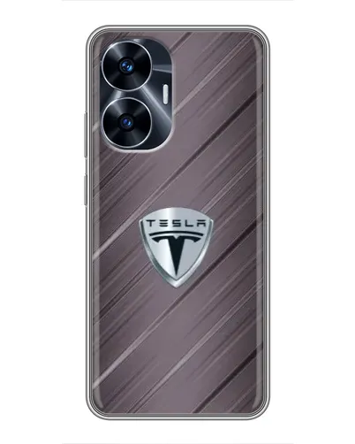 Чехол для Realme C55 с картинкой «Металлическая текстура Tesla» Чехол для Realme C55 с картинкой «Металлическая текстура Tesla»