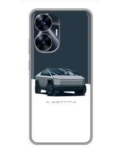 Чехол для Realme C55 с картинкой «Серебристый Cybertruck Tesla»