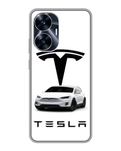 Чехол для Realme C55 с картинкой «Tesla White Style» Чехол для Realme C55 с картинкой «Tesla White Style»