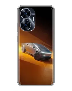 Чехол для Realme C55 с картинкой «Cybertruck в пустыне»