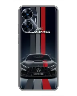 Чехол для Realme C55 с картинкой «Mercedes — белый карбон» Чехол для Realme C55 с картинкой «Mercedes — белый карбон»