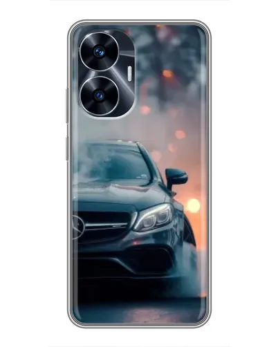 Чехол для Realme C55 с картинкой «Mercedes — ночной город»