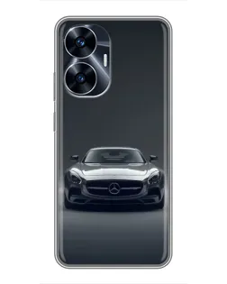 Чехол для Realme C55 с картинкой «Mercedes на черном»