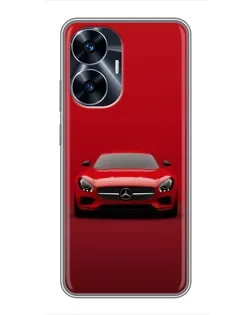 Чехол для Realme C55 с картинкой «Красный Mercedes AMG»