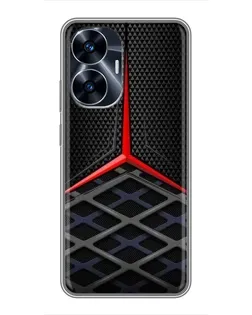 Чехол для Realme C55 с картинкой «Mercedes Carbon Grid»