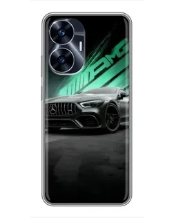 Чехол для Realme C55 с картинкой «Темный Mercedes AMG»