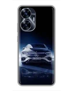 Чехол для Realme C55 с картинкой «Ночной Mercedes EQ»