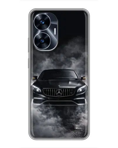 Чехол для Realme C55 с картинкой «Mercedes в дыму»
