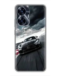 Чехол для Realme C55 с картинкой «Гоночный Mercedes AMG»