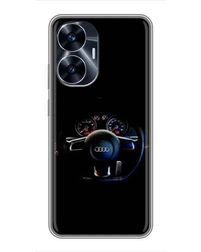 Чехол для Realme C55 с картинкой «Салон Audi — руль»