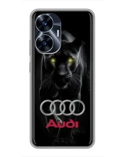 Чехол для Realme C55 с картинкой «Пантера и Audi»