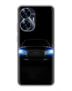Чехол для Realme C55 с картинкой «Audi в неоне»