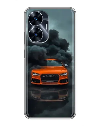 Чехол для Realme C55 с картинкой «Audi в облаках дыма»