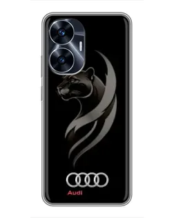 Чехол для Realme C55 с картинкой «Графика — пантера и Audi»