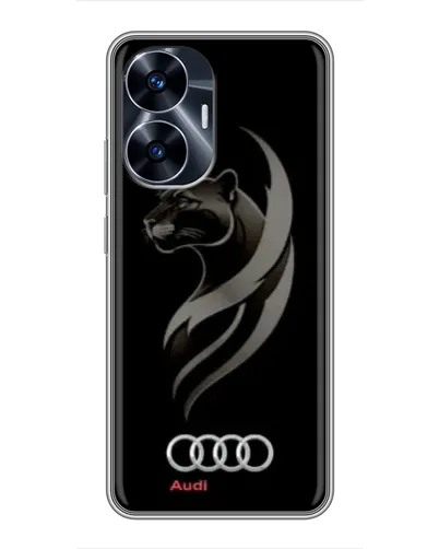 Чехол для Realme C55 с картинкой «Графика — пантера и Audi»